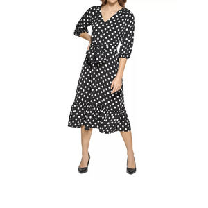 NWT Karl Lagerfeld Paris Polka Dot Midi Dress, Size 6